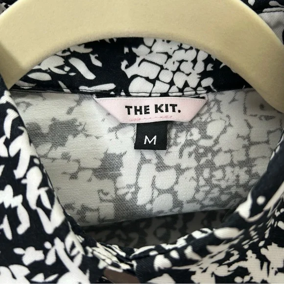 The Kit Black White Patterned Alex Jumpsuit Cropped Long Sleeve Size Medium Fall - Picture 3 of 12